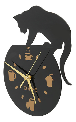 Reloj De Oficina Pared Cocina Café Gato Efecto 3d Duradero