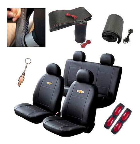 Capa Banco Carro Celta Life + Volante Costura+brindes