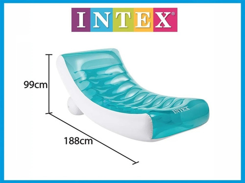 Imagen 5 de 10 de Colchoneta Sillon Inflable Intex Rockin Lounge C/ Porta Vaso