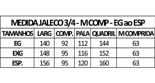 Imagem 4 de 7 de Jaleco 3/4 Plus Size Unissex Oxford Branco Mangas Compridas
