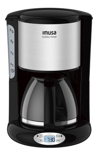 Cafetera Imusa Subito Timer semi automática negra y plateada de filtro 110V - 120V