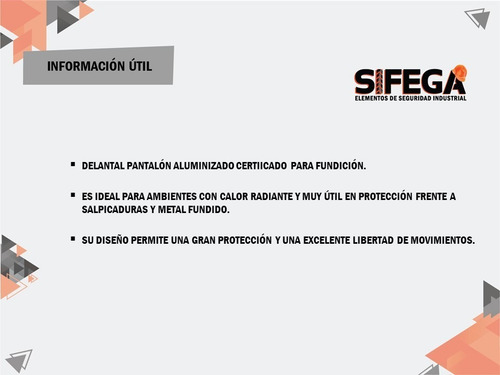 Imagen 3 de 4 de Delantal Pantalón Aluminizado Certificado Para Fundición