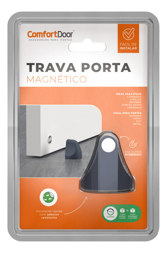 Trava Porta Magnético Original Adesivo Comfort Door - Chumbo