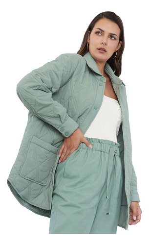 Parka Mujer Quilt Oversize Verde Corona