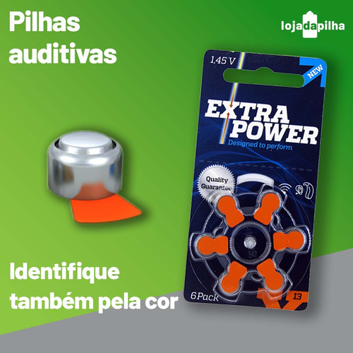 Pilhas 13 Extra Power 10 Cartelas-60 Baterias Ap. Auditivo