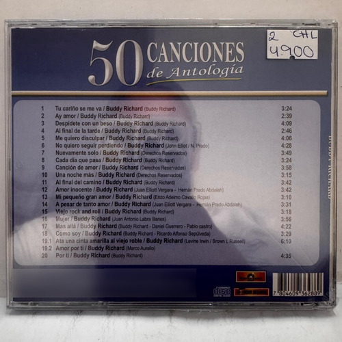 Buddy Richard 50 Canciones De Antalogia Vol.2 Cd Nuevo