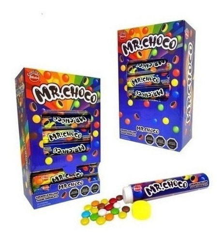 Caramelos Mr. Choco Lentejas De Chocolate De 24 Unidades