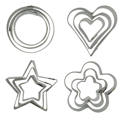 Pack 12 Pzs Cortador Galletas Reposteria Postres Cocina Casa Color Gris