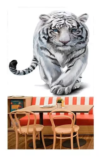 Tigre 3d em papel de parede fotomural vinílico de parede - TenStickers