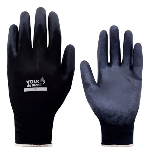 Kit 5 Luvas Segurança Pu Tátil Bk Preta Volk Multitato Epi