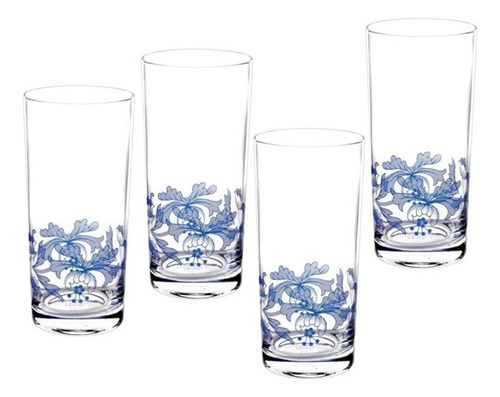 Blue Italian Highball Juego 4 Vasos Altos 15 Onzas Liquidas