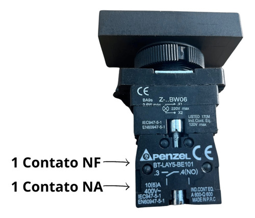 Botao Duplo Iluminado 22mm 1na+1nf Com Led 220v