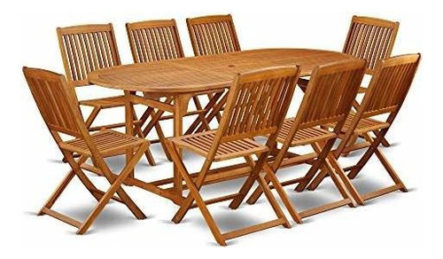 Este Juego De 9 Piezas De Acacia Exterior Patio Comedor Incl