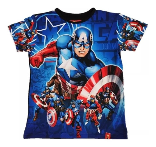 Combo Niño Capitán America Camiseta  Pantaloneta Superheroes 