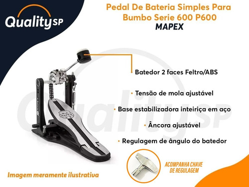 Imagem 9 de 9 de Pedal De Bateria Mapex Simples Para Bumbo Serie 600 P600