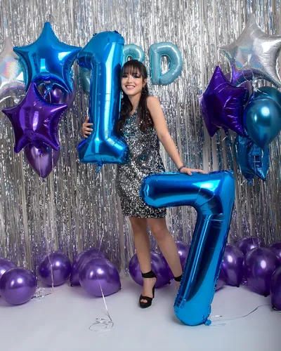 Globo Número 17 Azul Marino, Decoración Cumpleaños 17 Años