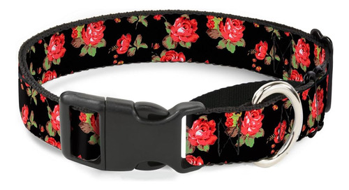 Collar De Perro Martingale Con Hebilla - Rosas Rojas Dispers