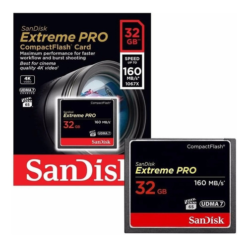 Cartão Mem Compact Flash Cf 32gb Sandisk Extreme Pro 160mb/s
