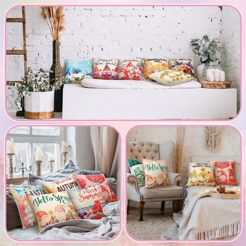 Newwiee 12 Sets Spring Summer Fall Winter Pillow Covers 18 X