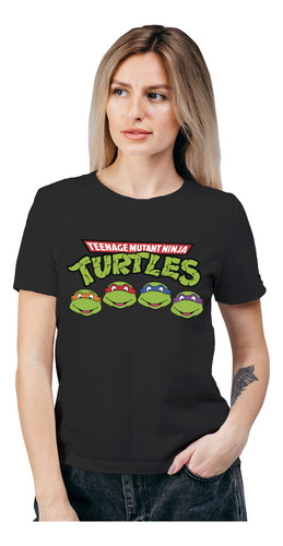 Polera Mujer Tortugas Ninja Faces Algodón Orgánico Wiwi