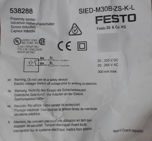 Sensor Inductivo De Proximidad Festo  Sied M30b