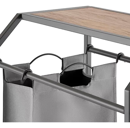 Organizador Ropa Sucia Con Ruedas , Carrito Lavandería Color Gris Oscuro Lisa