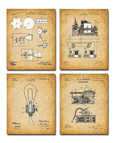 Original Thomas Edison Patent Prints - Set Of Four Photos (8