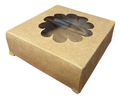 Caja Multiuso Kraft  Flor  Visor 12x12x04 - Pack X 10 Un.