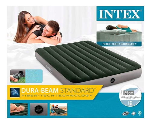 Colchón Inflable Con Inflador A Pilas Intex 2 Plz Prestige