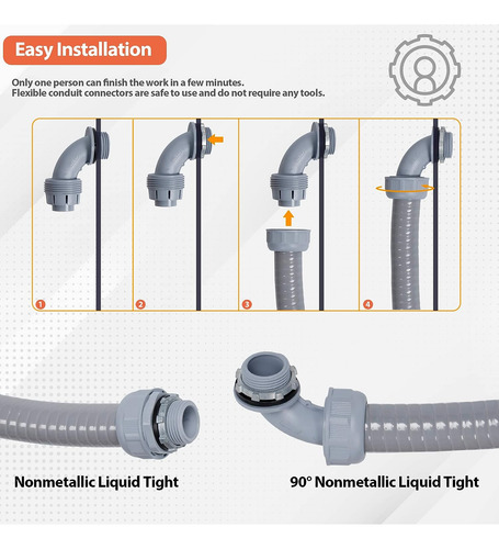 Conduit Liquitight 100 Ft Y Kit De 10 Piezas De Conecto...