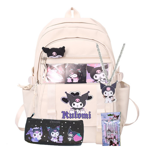 Mochila Escolar Kawaii Kuromi Con Estuche For Lápices Para