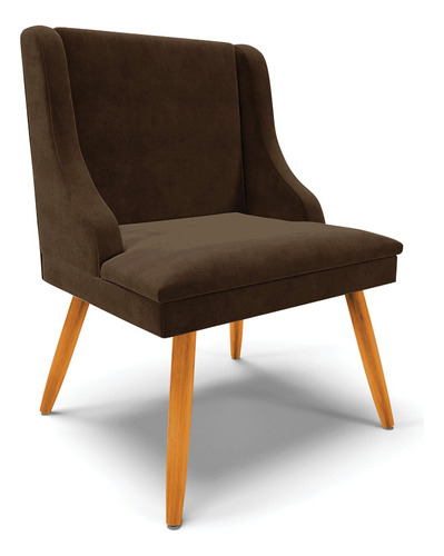 Cadeira Poltrona Decorativa Liz Suede Marrom - D'rossi