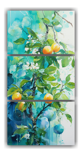 75x150cm Cuadros Arboles Frutales Verde Turquesa Flores