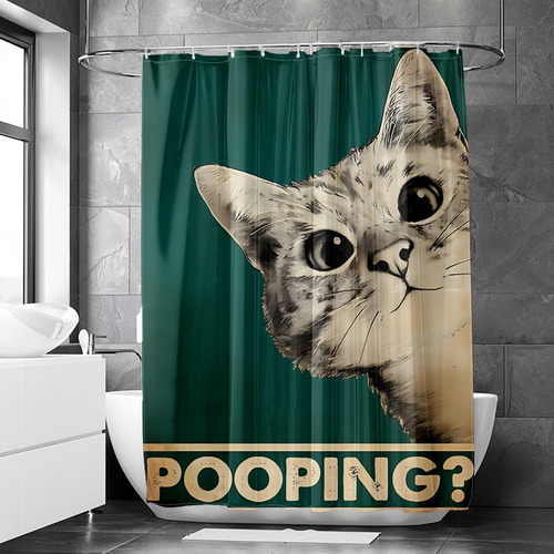 Divertido Juego De Cortinas De Ducha Con Forma De Gato, Cort