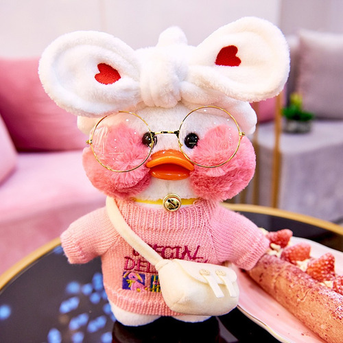 Peluche De Pato Lalafanfan Con Ropa, Regalo De Cumpleaños, 3
