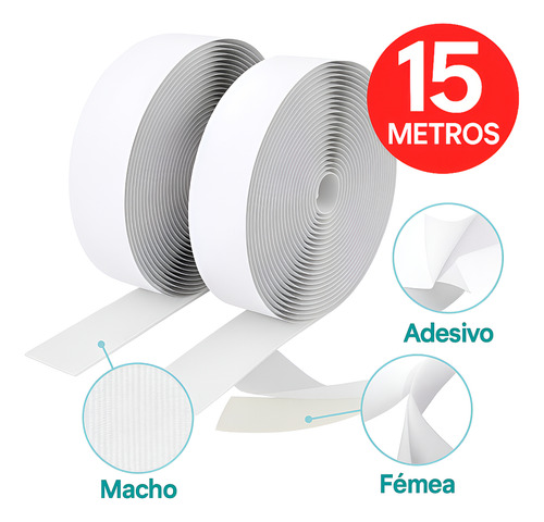 Rolo Fita Fecho De Contato Fixadora 20mm Com 15m