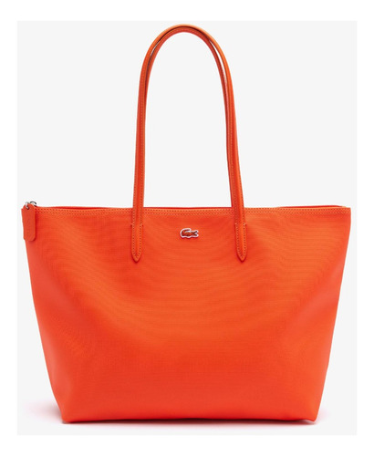 Bolso Tote Lacoste L.12.12 Nf1888po Con Cierre Para Mujer Acabado de los herrajes Níquel Color Naranja Correa de hombro Naranja Diseño de la tela Liso