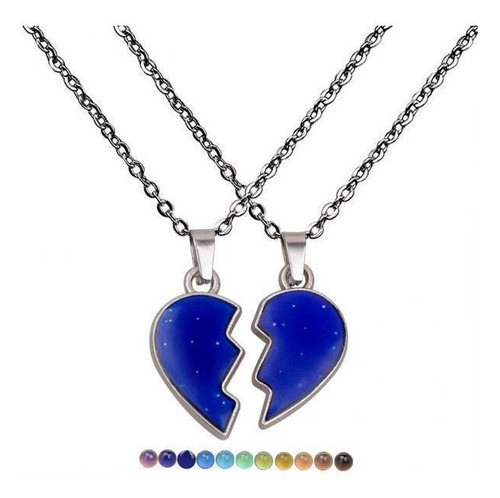 2 Collares Con Colgante De Corazón Para Pareja, Color Cambia