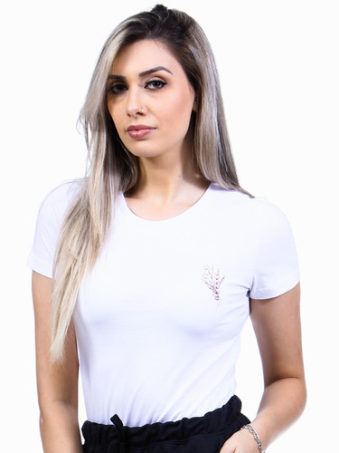 Camiseta Baby Look Feminina - Estampa Buquê