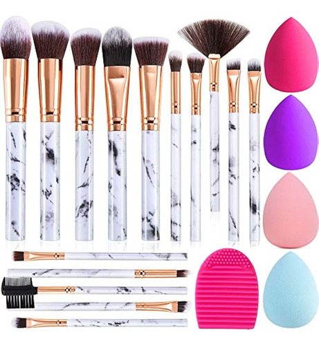 Pinceles De Maquillaje Duaiu 15pcs Marble Makeup Brush Set P