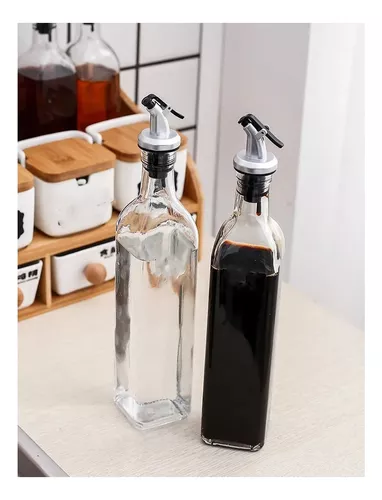 Botellas de aceite para cocinar, condimentos, botella de aceite para salsa,  botellas de almacenamiento de vidrio para aceite y vinagre, dispensador de