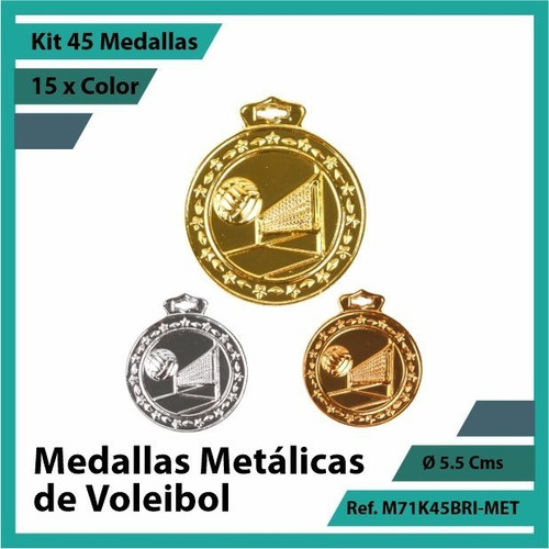 Kit 45 Medallas Deportivas De Voleibol Metalica M71k45bri