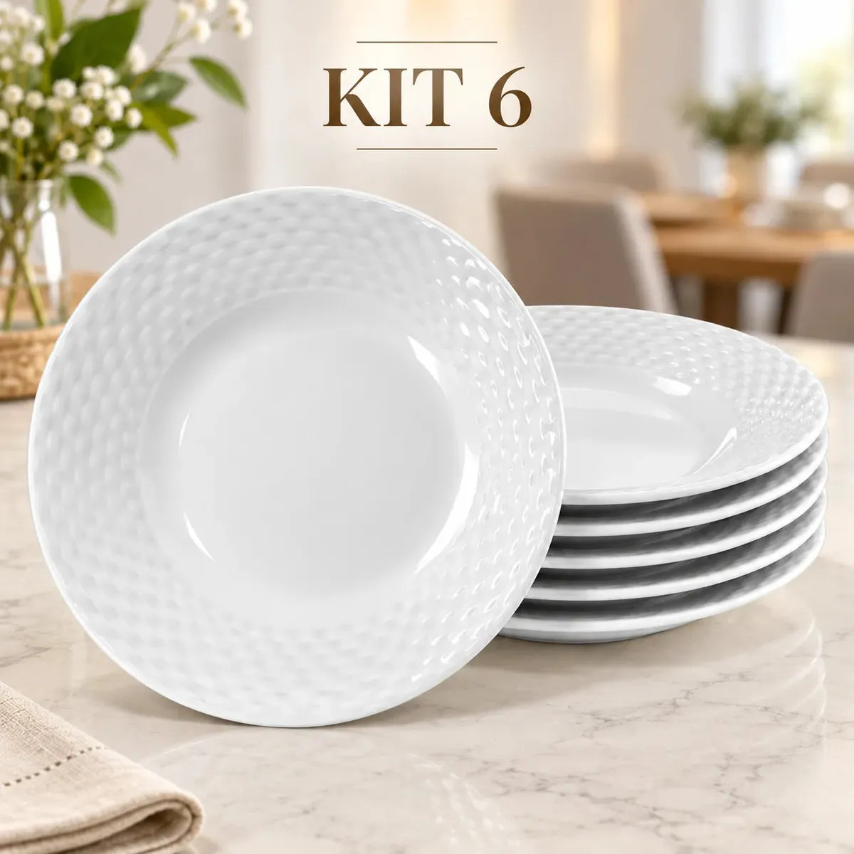 Kit 6 Pratos Martelados 23cm