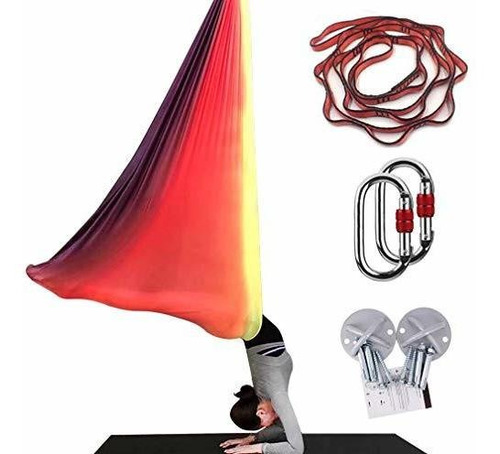 Kikigoal 5m Yoga Pilates Aéreo Seda Kit Yoga Swing Aéreo Yog