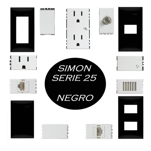 Contacto Apagador Tv Internet Negro Simon 25 Personalizable