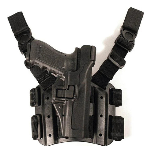 Funda Piernera Serpa Nivel 3 Blackhawk Para Glock 17 Color Negro Orientación De La Mano Diestro