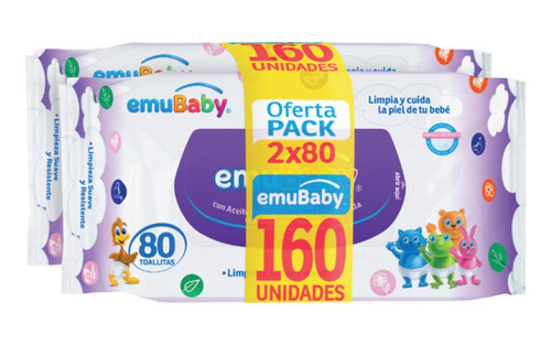 Toallas Húmedas Emubaby Superior Pack 2x80 Un (160 Unidades)