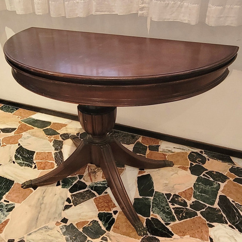 Mesa Redonda Tipo Libro 120x70 Madera Lustrada Base Central Marrón Oscuro Marrón Oscuro (Usado)