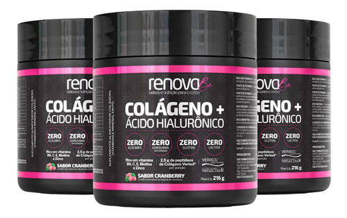 Colágeno + Ácido Hialurônico Renova Be 216g - 3 Unid