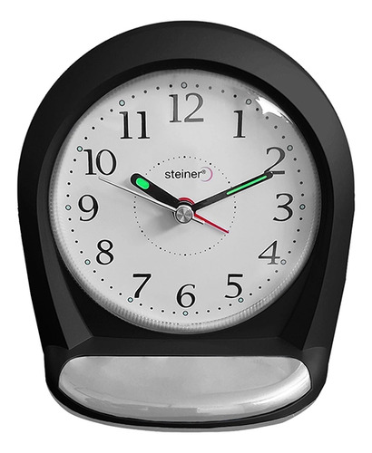 Reloj Despertador Análogo Arco Steiner Con Luz Led 12 Cm Color Negro